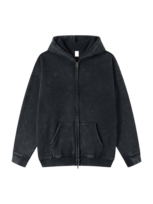 BLANK ZIP-UP HOODIE (BLACK)